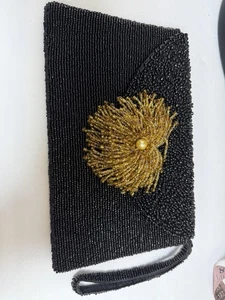 Pink House Perlen Abend Armband Damen schwarz gold Blumen Magnet Druckknopf Party - Bild 1 von 7