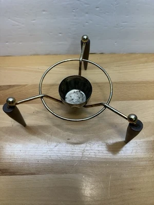 Soporte de repuesto de servidor de rozaduras atómicas MCM de colección latón y madera 3 patas nave espacial Foto 1 de 4