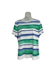 Talbots Relaxed weiß, blau und grün kastig T-Shirt Top Tunika in Größe L - Bild 1 von 6