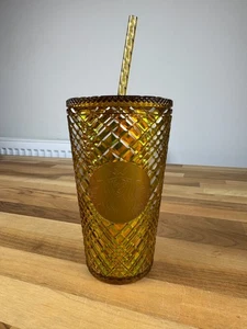 Starbucks Gold Studded Grande Tumbler 16oz Grande 2022 Becher mit Strohhalm A320, Neu - Bild 1 von 8