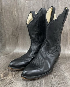 Durango Boots Women's Black Leather Western Cowboy RD630 Pointed Toe Size 8M VTG - Picture 1 of 11