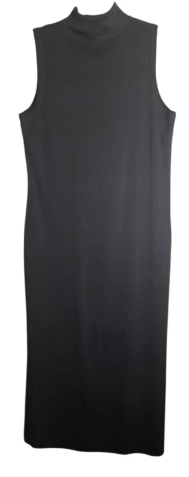 Exclusively Misook Dress Women's L Black Turtleneck Mixi Knit Side Slit - Image 1 of 4