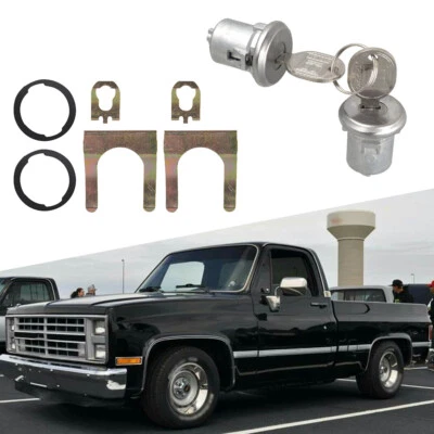Juego de 2 cilindros de bloqueo de puerta para camioneta Chevrolet / C10 C20 C30 GMC 1500 1965-1987 Foto 1 de 4