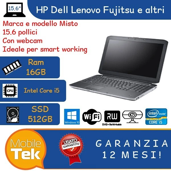 PC RICONDIZIONATO NOTEBOOK PORTATILE INTEL CORE I5 16GB 512GB SSD WIN 10 15.6" - Immagine 1 di 1
