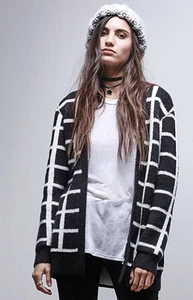 WOMEN'S/JRS  Gypsy Warrior Checkered Open Front Cardigan NEW $65 - Picture 1 of 4