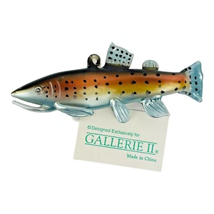 Vintage Glass Fish Christmas Ornament Translucent 4 Inch Blue Silver Gallerie II - Picture 1 of 9