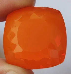 108.60 Ct. Large Ethiopian Natural Orange Fire Opal Cushion Cut Loose Gemstone - Picture 1 of 7