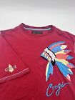 COOGI Red XXL Shirt Pullover Embroidered Indian Feather Headdress Cotton Chief