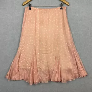 Perri Cutten Skirt 12 W30xL28 Pink Polka Dot Pure Silk RSVP European Fabric - Picture 1 of 6