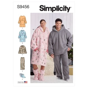 Simplicity SEWING Pattern S9456 Misses Mens Oversize Hoodie Pants Booties XS-XL - Picture 1 of 13