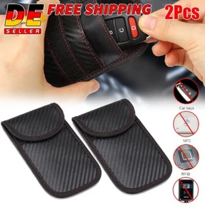 2x Auto Schlüssel Keyless Go Schutz RFID Funk Blocker Tasche Etui Hülle Carbon - Bild 1 von 14