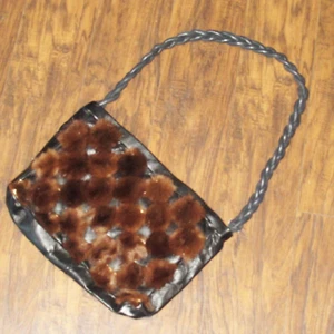 De Colección GB Bolso de Mano Mujeres Cuero Marrón Piel Pompón Forrado Trenza Cartera Bolso de Hombro - Imagen 1 de 5