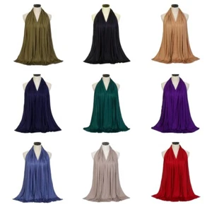 Women Solid Neckerchief Scarf Wrap Stole Modal Bandelet Hijab Shawl Headscarf  - Picture 1 of 31