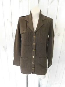 Worth Taupe Brown Wool Chunky Knit Buttoned Cardigan Sweater Coat - Size P - Picture 1 of 4