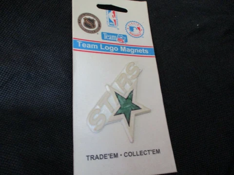 Mint On Card Vintage 1990's DALLAS STARS Logo 2 1/2 Inch Wide Kitchen Magnet Cover
