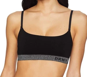 Bralette DKNY Logo Sin Alambres DK4507 Negro Brillante Talla Pequeña - Imagen 1 de 2