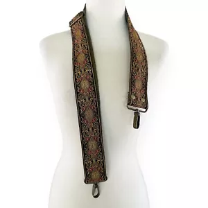 Cinturino per chitarra Pardo Jacquard tessuto marrone hippie regolabile oro antico - Foto 1 di 5