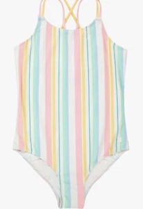 Hurley Girls One-Piece Swimsuit – Size 12 – Pale Ivory/Multi – UPF 50+ – NWT - Picture 1 of 4