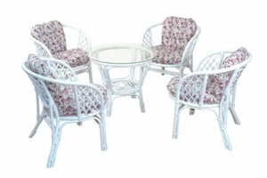 1x Rattansessel weiss inkl Sitzkissen Relaxsessel Korbsessel Sessel Rattan Stuhl - Bild 1 von 1