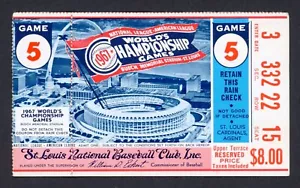 1967 World Series Game 5 Ticket Stub STL Cardinals Boston Red Sox Roger Maris HR - Picture 1 of 2