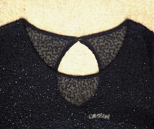 Vintage Lyndella Size 26 28 Silk Black Sparkly Beaded Evening Party Blouse Top - Picture 1 of 12