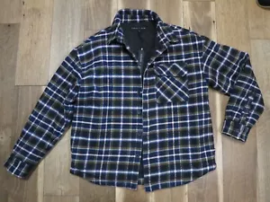 Giacca Camicia Edgar + Ash Uomo Nero/Multi Plaid Flanella Pesante Isolata Tg M - Foto 1 di 11