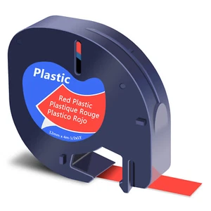 Fabricante de cintas de etiquetas 1 pieza para DYMO LetraTag Plus LT-100H 91333 plástico rojo 12 mmx4 m - Imagen 1 de 9