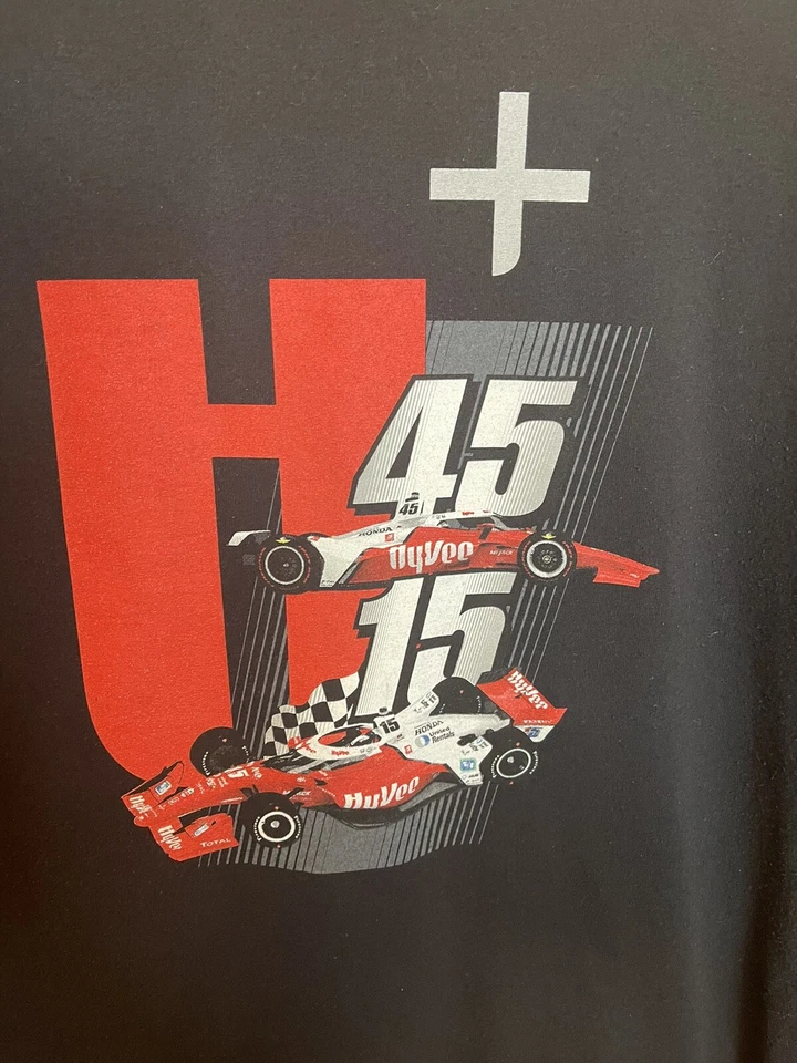 Camiseta negra Hyvee H45 Honda Rahal Letterman Lanigan Formula One World talla 2XL Foto 1 de 4