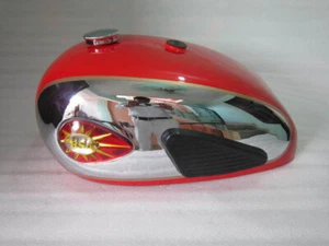 BSA A7 A10 Super Rocket Red Fuel Tank Chromed+Badges+Cap+Knee Pad - Picture 1 of 5