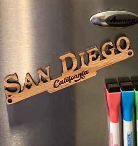 Deluxe San Diego, Kalifornien Holz Kühlschrankmagnet für Zuhause, Erinnerungsstücke Sammeln - Bild 1 von 3
