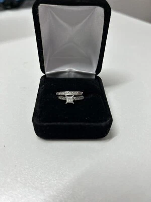 Diamond Engagement Matching Wedding 2-Piece Ring Set 10k White Gold - Image 1 of 4