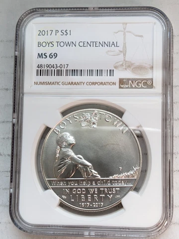 2017-P Boys Town Centennial 90% Silver Dollar NGC MS69 Philadelphia $1 Cover
