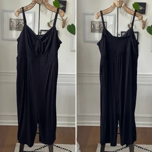 Torrid Tie Front Culotte Jumpsuit Stretch Challis Black Black 3 3X - Picture 1 of 9