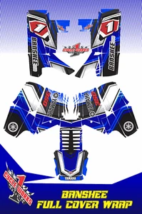 Yamaha Banshee Twin 350 SEMI CUSTOM FULL COVER GRAPHICS KIT SHLASH BLU - Picture 1 of 2