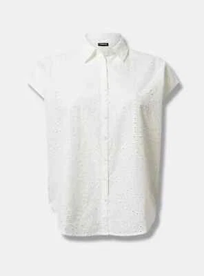 Camisa Tórrida Ojales Algodón Voile Dolman Relajada Nube Bailarina Blanca Plus 2X Nueva con Etiquetas Foto 1 de 2