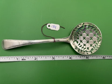 JOHN LAMBE GEORGIAN ENGLISH STERLING SILVER STRAINER SPOON, C 1784 Cover