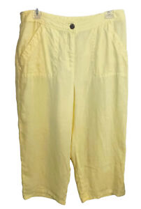 Chico’s Yellow 100% Linen Cropped Pant High Waist Pull-On Casual Pant Size 1.5