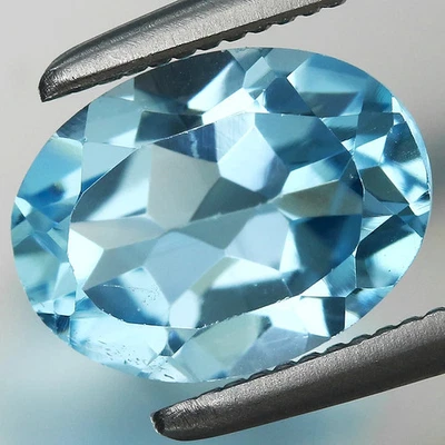 Natural Gemstone 1.48ct t.w 8x6mm Oval Sky Blue Topaz, Brazil - Image 1 of 4