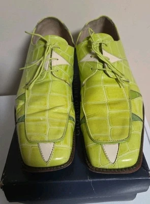 Y2K Fortune By Liberty Crocodile  Leather 3 Tone Green/ White Men Sz 13 - Image 1 of 4
