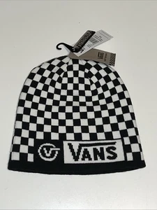 VANS Gorro Reversible Negro Blanco A Cuadros Invierno Cálido Patinador Exterior Nuevo con Etiquetas - Imagen 1 de 8