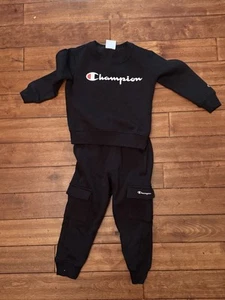 Champion Sweat Suit Youth Size 4 Black Sports Athletic Warm Cold Weather Gym - Picture 1 of 7