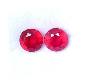 Natural Ruby Round Cut Pair 7 mm 4.06 CTS Faceted Loose Gemstones GF - Picture 1 of 7