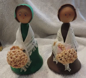PAAR HOLZPUPPEN SIGNIERT MADE IN SWEDEN LOOK 4,5 ZOLL GROSS - Bild 1 von 3