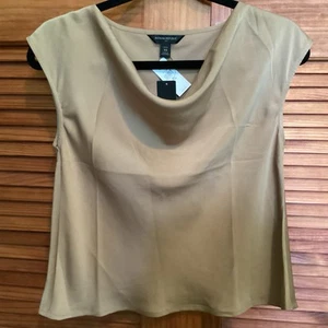 Womens BANANA REPUBLIC tan Silky Cowl Neck Top size XS petite NWT - Picture 1 of 2