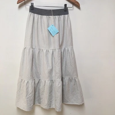 Skirt Flannel Girl 10/12 Stripe Maxi Ruffle Tier 100% Cotton Mom and Pop's Kids - Image 1 of 4