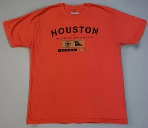 HOUSTON T-Shirt Herren L Hudson News Travel Collection Vintage Orange Grafik Tee - Bild 1 von 7
