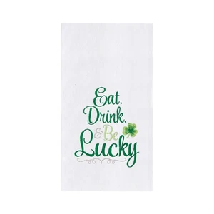 St. Patrick's Day "Eat Drink & Be Lucky" Irish Shamrock Clover Embroidered - Picture 1 of 3