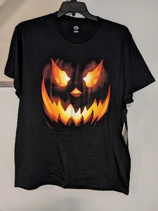 Halloween Black T-shirt Evil Scary Haunted Jack O Lantern Size XL - Picture 1 of 6