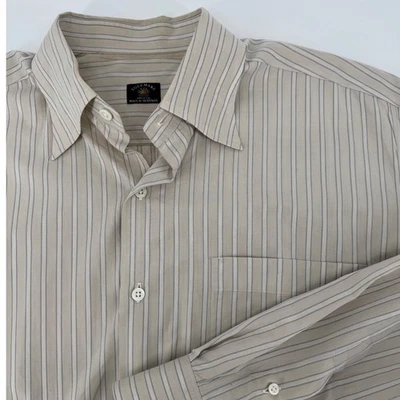Solemare Maus Hoffman Dress Shirt Mens Large Striped Beige Made in Italy - Image 1 of 4