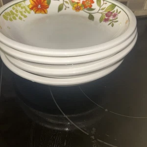 4 Ceramic Pasta Spring Bowls By Lock & Lock Wildflower 8” Stackable - Picture 1 of 6